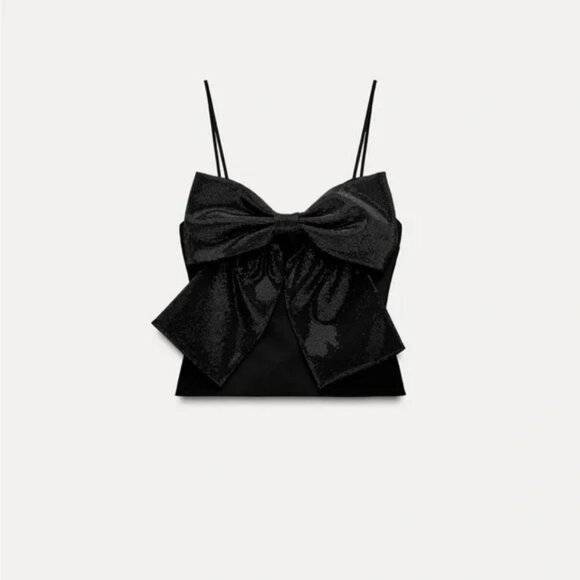ZARA RHINESTONE BOW CROP TOP - Picture 4 of 7